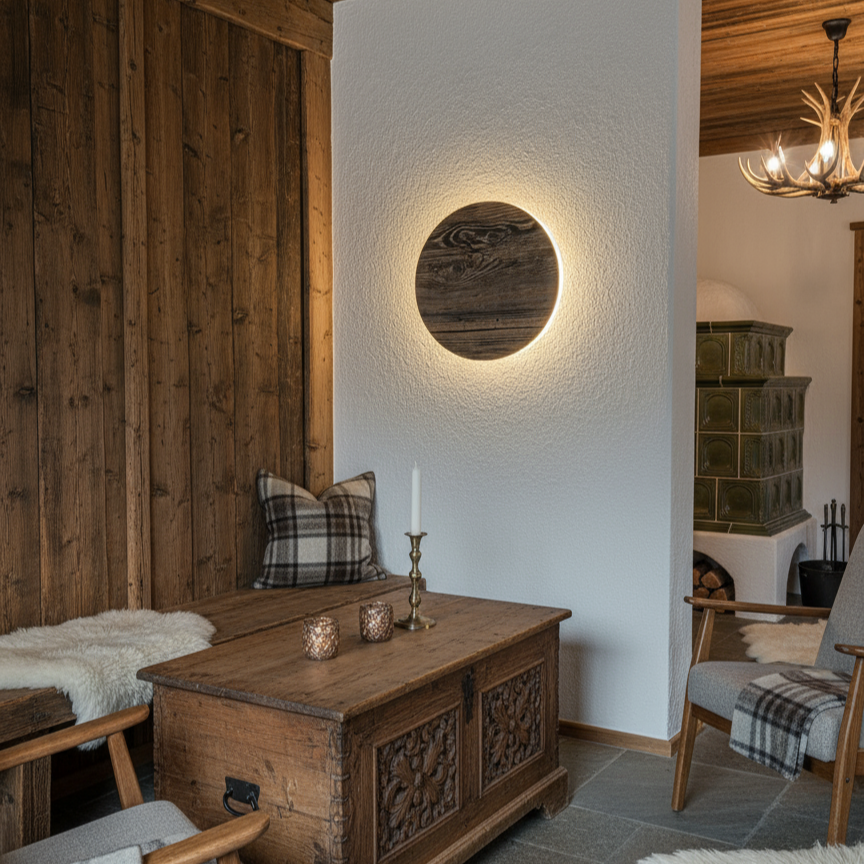 Wandlampe Altholz, Indirekt